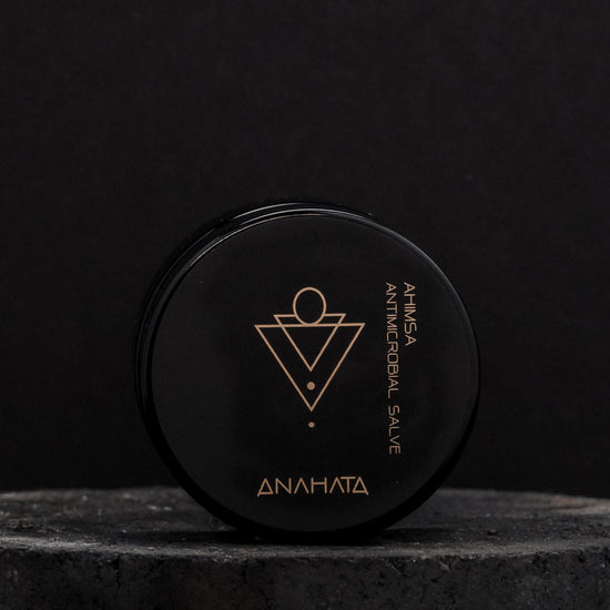 Ahimsa Antimicrobial Salve, front shot of container